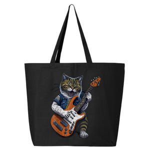 Guitar Cat Lover Graphic Funny Cat Playing Cats Kitten Lover Gift 25L Jumbo Tote