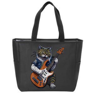 Guitar Cat Lover Graphic Funny Cat Playing Cats Kitten Lover Gift Zip Tote Bag