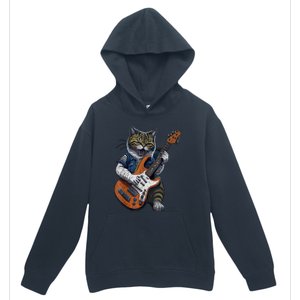 Guitar Cat Lover Graphic Funny Cat Playing Cats Kitten Lover Gift Urban Pullover Hoodie