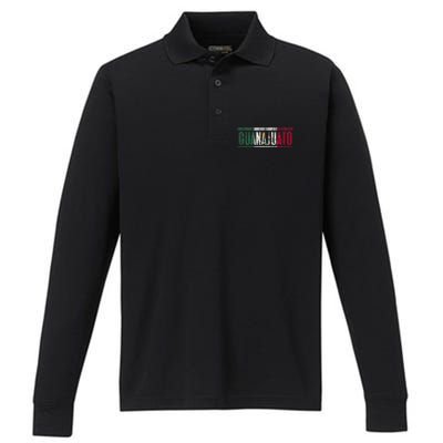 Guanajuato Con La Bandera De México Performance Long Sleeve Polo