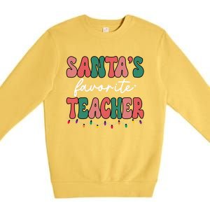 Groovy Christmas Lights Santas Favorite Teacher Meaningful Gift Premium Crewneck Sweatshirt