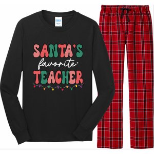 Groovy Christmas Lights Santas Favorite Teacher Meaningful Gift Long Sleeve Pajama Set