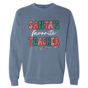 Groovy Christmas Lights Santas Favorite Teacher Meaningful Gift Garment-Dyed Sweatshirt