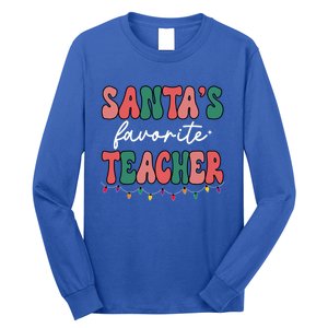 Groovy Christmas Lights Santas Favorite Teacher Meaningful Gift Long Sleeve Shirt