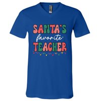 Groovy Christmas Lights Santas Favorite Teacher Meaningful Gift V-Neck T-Shirt