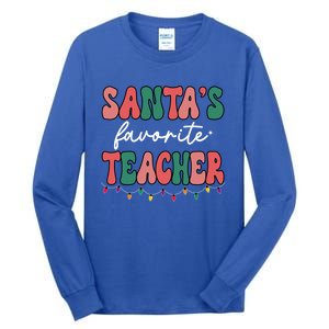 Groovy Christmas Lights Santas Favorite Teacher Meaningful Gift Tall Long Sleeve T-Shirt