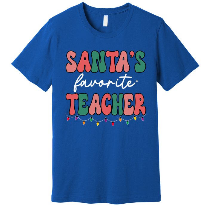 Groovy Christmas Lights Santas Favorite Teacher Meaningful Gift Premium T-Shirt