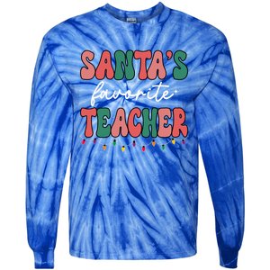 Groovy Christmas Lights Santas Favorite Teacher Meaningful Gift Tie-Dye Long Sleeve Shirt