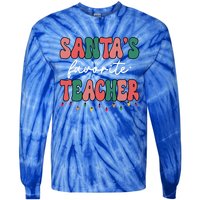 Groovy Christmas Lights Santas Favorite Teacher Meaningful Gift Tie-Dye Long Sleeve Shirt