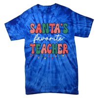 Groovy Christmas Lights Santas Favorite Teacher Meaningful Gift Tie-Dye T-Shirt