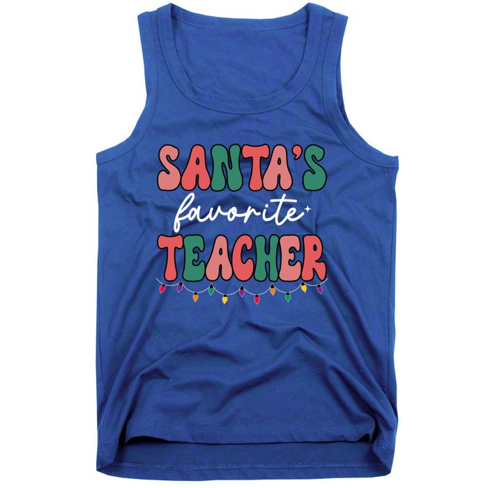 Groovy Christmas Lights Santas Favorite Teacher Meaningful Gift Tank Top