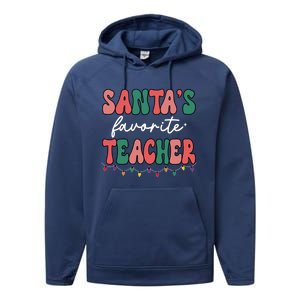 Groovy Christmas Lights Santas Favorite Teacher Meaningful Gift Performance Fleece Hoodie