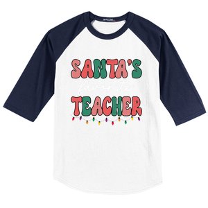 Groovy Christmas Lights Santas Favorite Teacher Meaningful Gift Baseball Sleeve Shirt