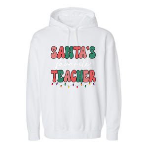 Groovy Christmas Lights Santas Favorite Teacher Meaningful Gift Garment-Dyed Fleece Hoodie