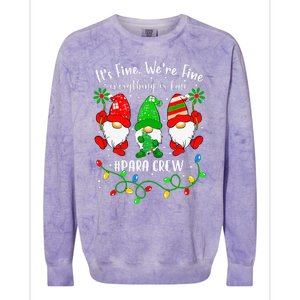 Gnomes Christmas Light Im Fine Everything Is Fine Para Crew Colorblast Crewneck Sweatshirt