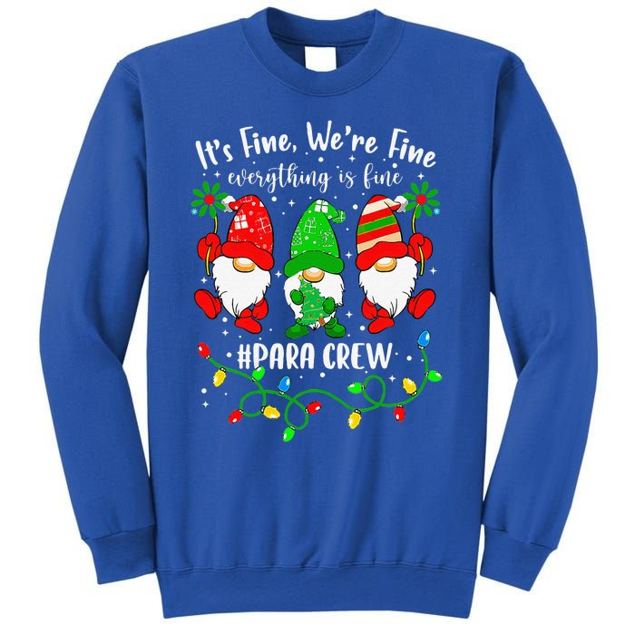 Gnomes Christmas Light Im Fine Everything Is Fine Para Crew Sweatshirt