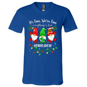 Gnomes Christmas Light Im Fine Everything Is Fine Para Crew V-Neck T-Shirt