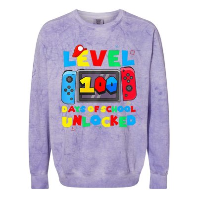 Game Controller Level 100 Days Of School Unlocked Colorblast Crewneck Sweatshirt