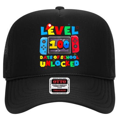 Game Controller Level 100 Days Of School Unlocked High Crown Mesh Back Trucker Hat