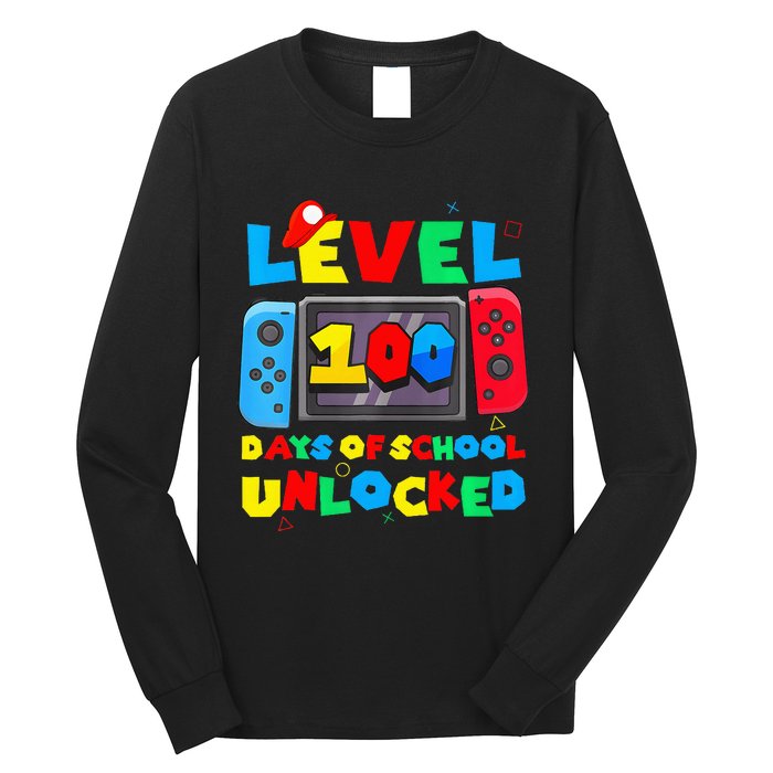 Game Controller Level 100 Days Of School Unlocked Long Sleeve Shirt