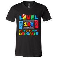 Game Controller Level 100 Days Of School Unlocked V-Neck T-Shirt