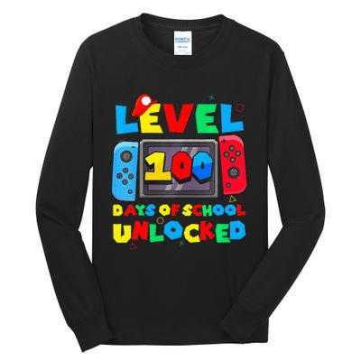 Game Controller Level 100 Days Of School Unlocked Tall Long Sleeve T-Shirt