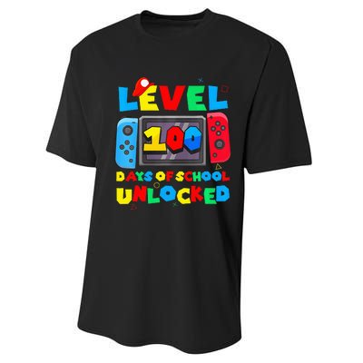 Game Controller Level 100 Days Of School Unlocked Performance Sprint T-Shirt