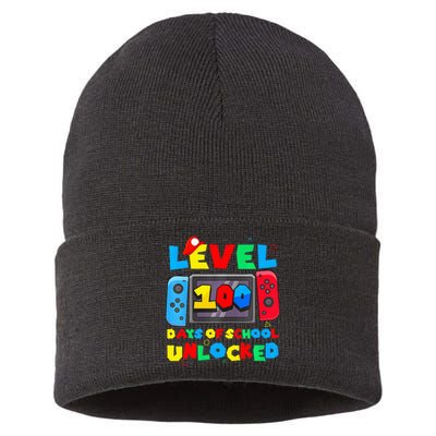 Game Controller Level 100 Days Of School Unlocked Sustainable Knit Beanie