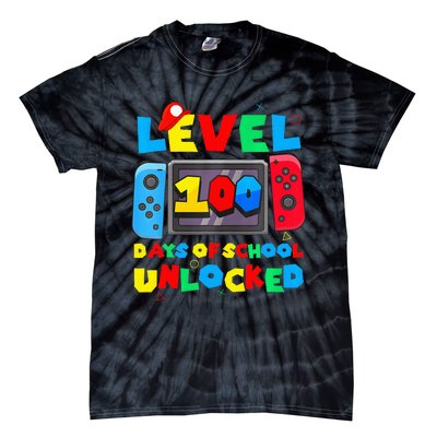 Game Controller Level 100 Days Of School Unlocked Tie-Dye T-Shirt