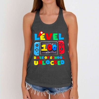 Game Controller Level 100 Days Of School Unlocked Women's Knotted Racerback Tank