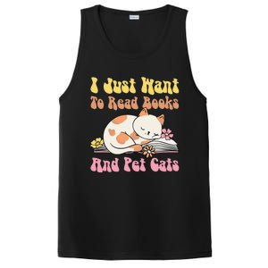 Groovy Cat Lovers And Bookworms Design For Readers PosiCharge Competitor Tank