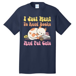 Groovy Cat Lovers And Bookworms Design For Readers Tall T-Shirt