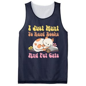 Groovy Cat Lovers And Bookworms Design For Readers Mesh Reversible Basketball Jersey Tank