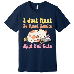 Groovy Cat Lovers And Bookworms Design For Readers Premium T-Shirt