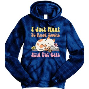 Groovy Cat Lovers And Bookworms Design For Readers Tie Dye Hoodie