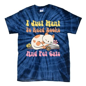 Groovy Cat Lovers And Bookworms Design For Readers Tie-Dye T-Shirt