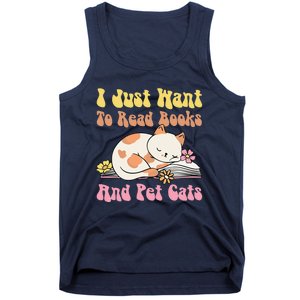 Groovy Cat Lovers And Bookworms Design For Readers Tank Top