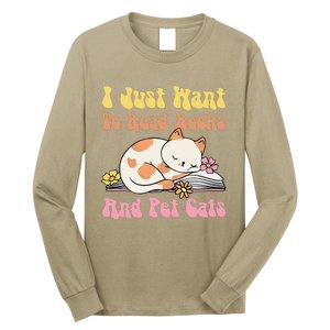 Groovy Cat Lovers And Bookworms Design For Readers Long Sleeve Shirt