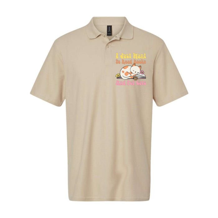 Groovy Cat Lovers And Bookworms Design For Readers Softstyle Adult Sport Polo