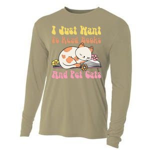 Groovy Cat Lovers And Bookworms Design For Readers Cooling Performance Long Sleeve Crew