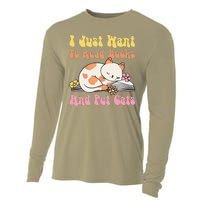 Groovy Cat Lovers And Bookworms Design For Readers Cooling Performance Long Sleeve Crew