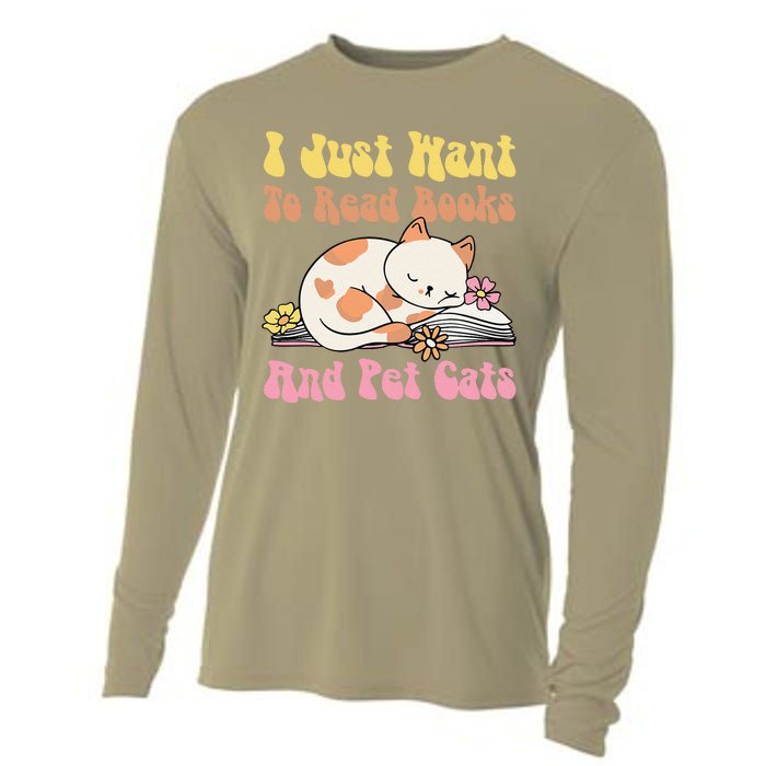 Groovy Cat Lovers And Bookworms Design For Readers Cooling Performance Long Sleeve Crew