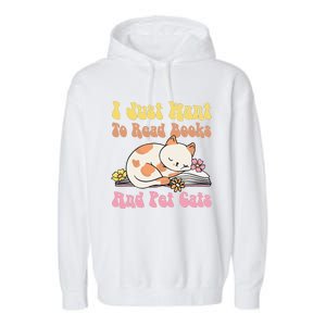 Groovy Cat Lovers And Bookworms Design For Readers Garment-Dyed Fleece Hoodie