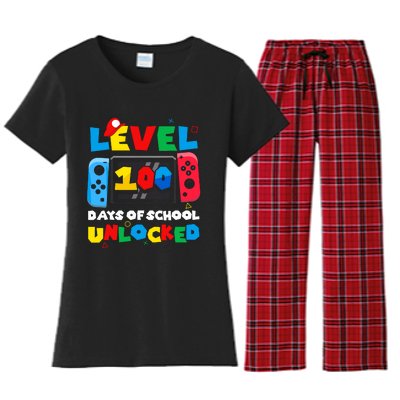 Game Controller Level 100 Days Of School Unlocked Women's Flannel Pajama Set