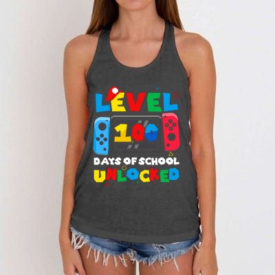 Game Controller Level 100 Days Of School Unlocked Women's Knotted Racerback Tank