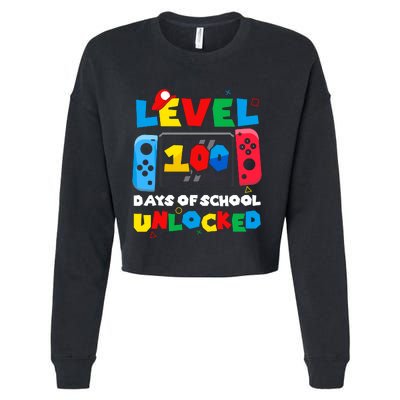 Game Controller Level 100 Days Of School Unlocked Cropped Pullover Crew