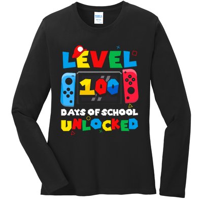 Game Controller Level 100 Days Of School Unlocked Ladies Long Sleeve Shirt