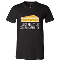 Grilled Cheese Lover I Just Really Like Grilled Cheese V-Neck T-Shirt