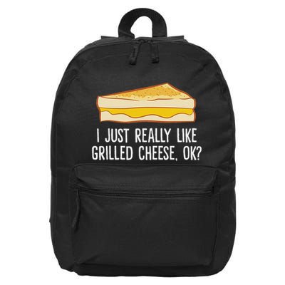Grilled Cheese Lover I Just Really Like Grilled Cheese 16 in Basic Backpack