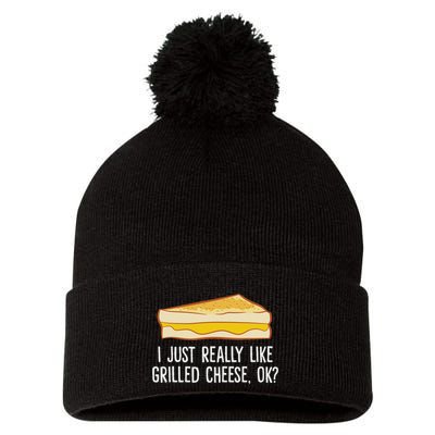 Grilled Cheese Lover I Just Really Like Grilled Cheese Pom Pom 12in Knit Beanie